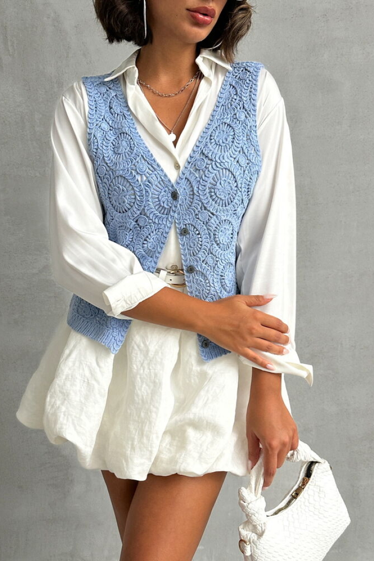 Buttoned Lace Vest