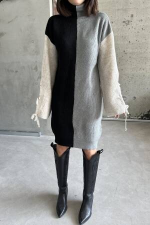 Two-Tone Raised Dress - My Fashion - Globality Store - Women Clothes Wholesale Turkey