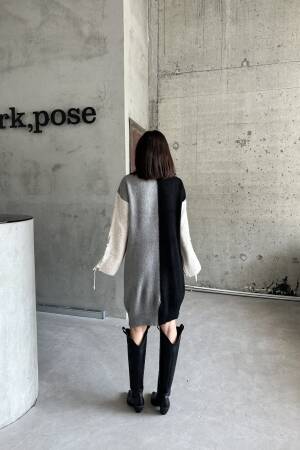 Two-Tone Raised Dress - My Fashion - Globality Store - Women Clothes Wholesale Turkey