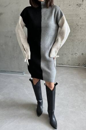 Two-Tone Raised Dress - My Fashion - Globality Store - Women Clothes Wholesale Turkey