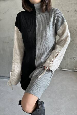 Two-Tone Raised Dress - My Fashion - Globality Store - Women Clothes Wholesale Turkey