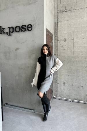 Two-Tone Raised Dress - My Fashion - Globality Store - Women Clothes Wholesale Turkey