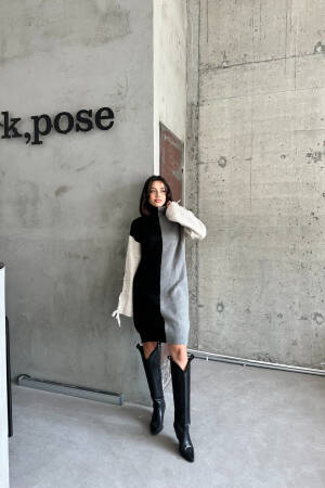 Two-Tone Raised Dress - My Fashion - Globality Store - Women Clothes Wholesale Turkey