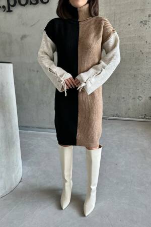 Two-Tone Raised Dress - My Fashion - Globality Store - Women Clothes Wholesale Turkey