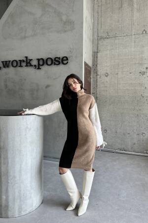 Two-Tone Raised Dress - My Fashion - Globality Store - Women Clothes Wholesale Turkey