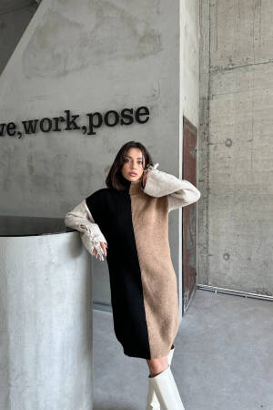 Two-Tone Raised Dress - My Fashion - Globality Store - Women Clothes Wholesale Turkey