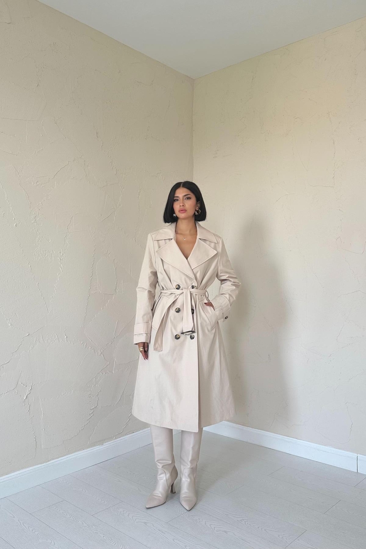 Long Belted Trench Coat - Elisa - Globality Store - Women Clothes Wholesale Turkey