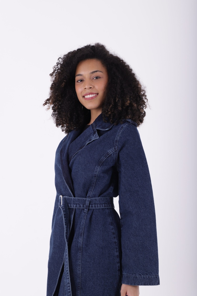 Belted Denim Trench Coat