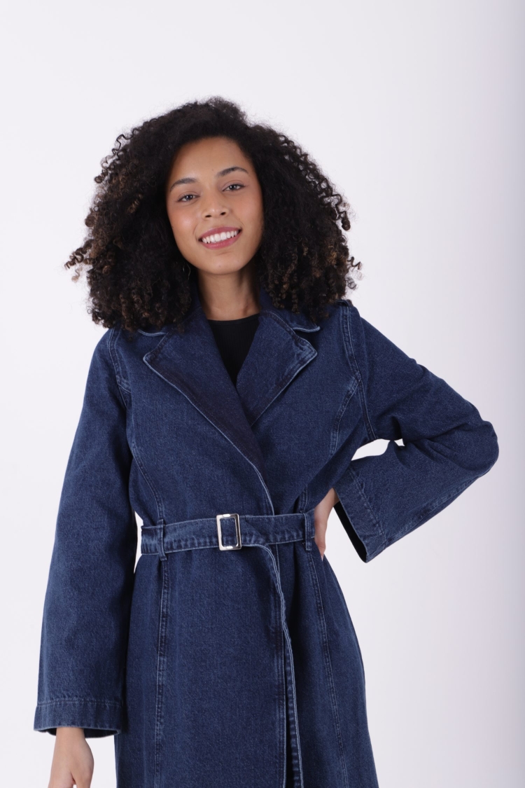 Belted Denim Trench Coat