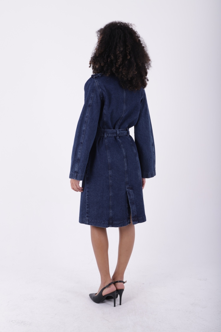 Belted Denim Trench Coat