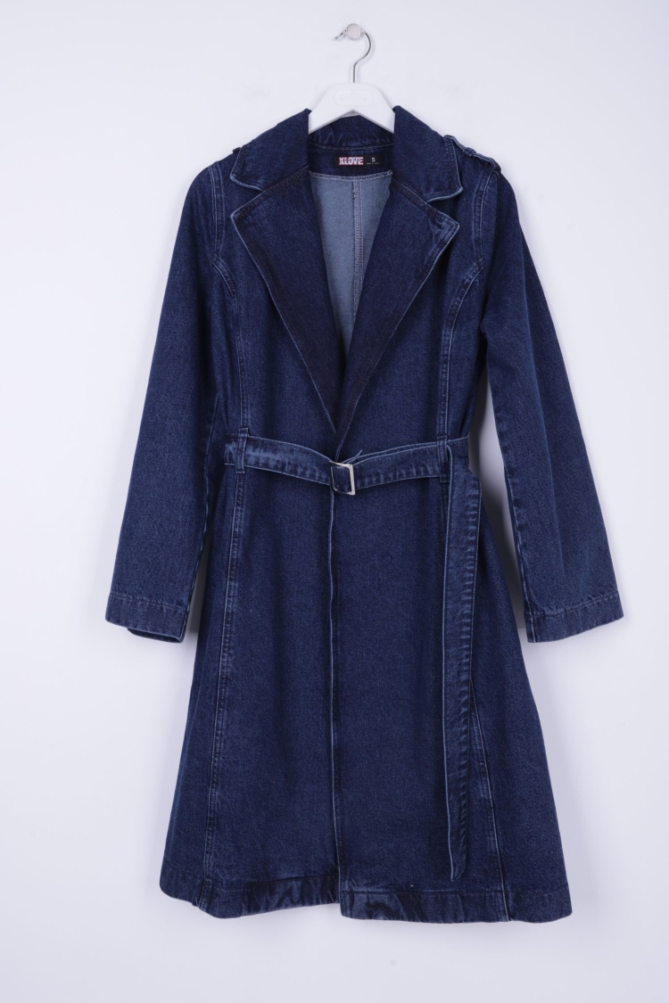 Belted Denim Trench Coat