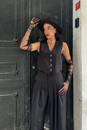 Polyviscon Lined Vest - First Angels - Globality Store - Women Clothes Wholesale Turkey
