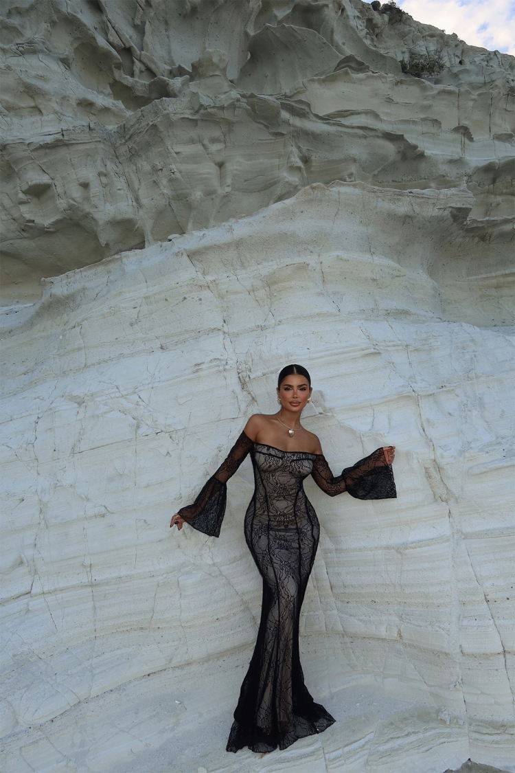 Black Marianna Lace Long Dress