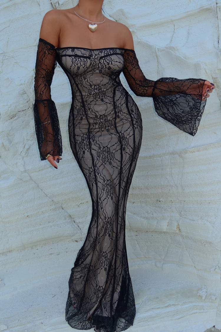 Black Marianna Lace Long Dress