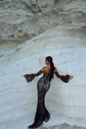 Black Marianna Lace Long Dress - EYYO ATELIER - Globality Store - Women Clothes Wholesale Turkey