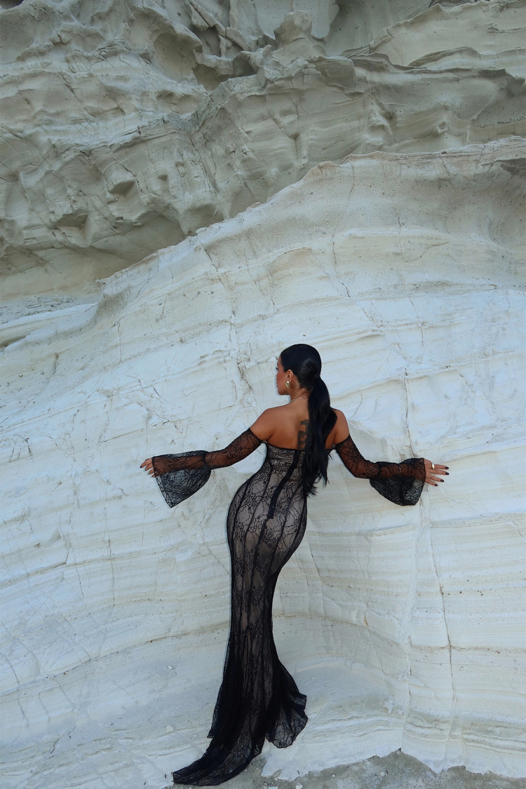 Black Marianna Lace Long Dress