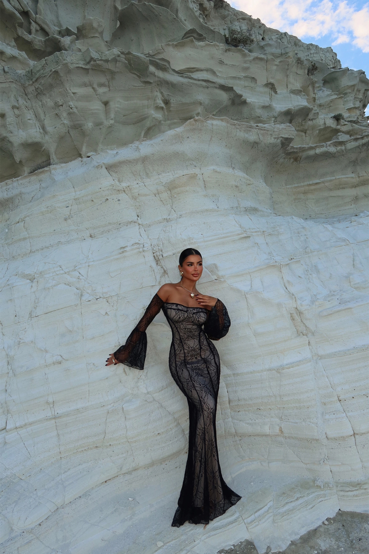 Black Marianna Lace Long Dress