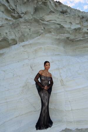 Black Marianna Lace Long Dress - EYYO ATELIER - Globality Store - Women Clothes Wholesale Turkey