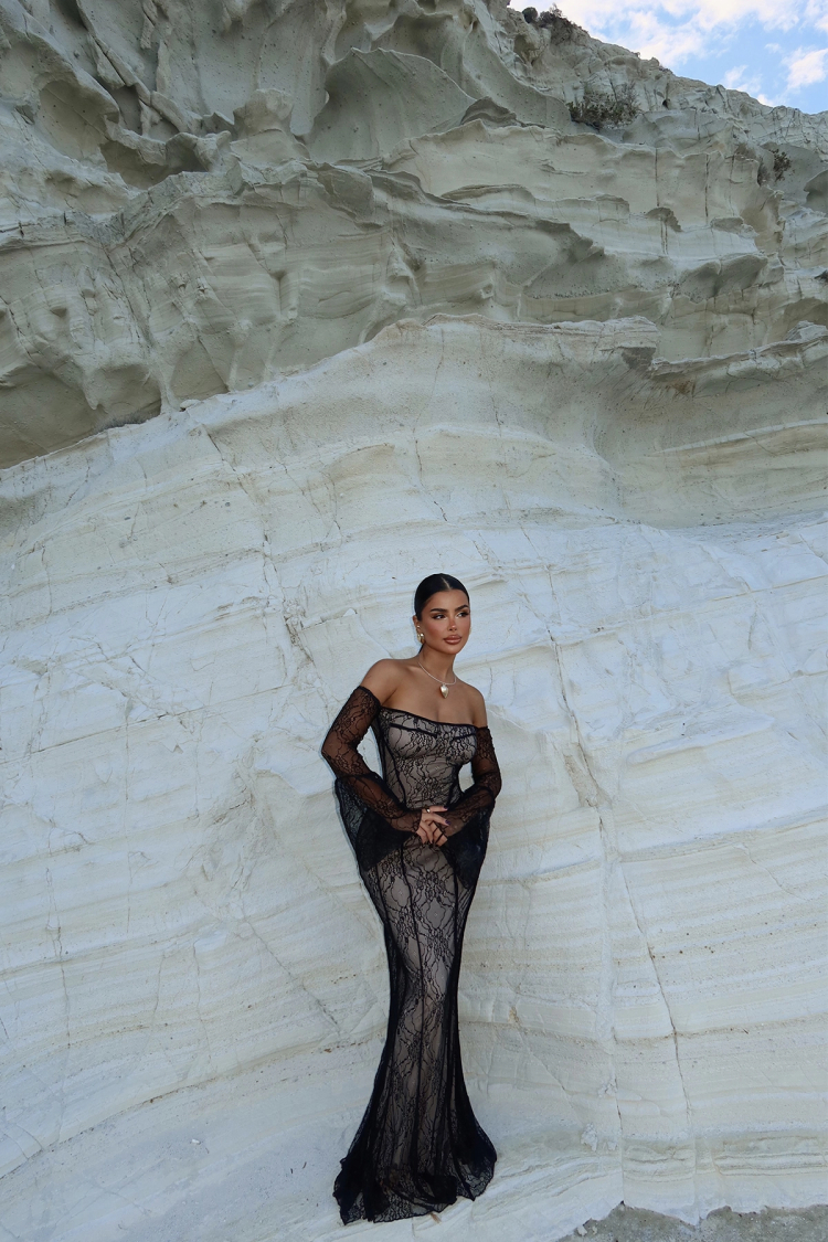 Black Marianna Lace Long Dress