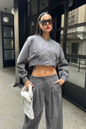 Polyviscon Bomber Ribbed Jacket - First Angels - Globality Store - Women Clothes Wholesale Turkey