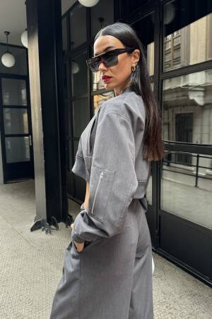 Polyviscon Bomber Ribbed Jacket - First Angels - Globality Store - Women Clothes Wholesale Turkey