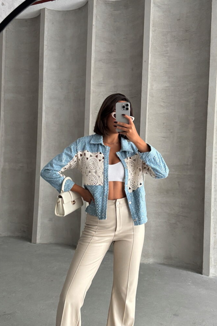 Dsn1 Lace Detailed Denim Jacket