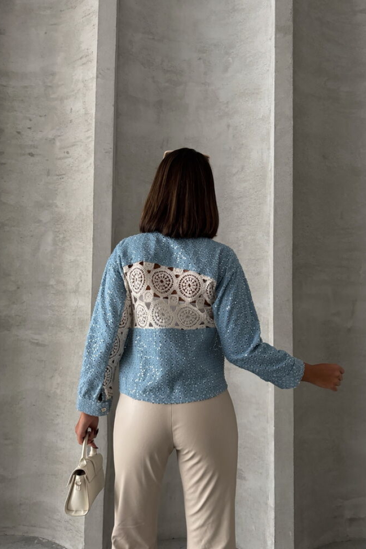 Dsn1 Lace Detailed Denim Jacket