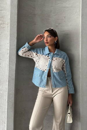 Dsn1 Lace Detailed Denim Jacket - Brand: Topshow - Women's Clothing Wholesale - Globality Store