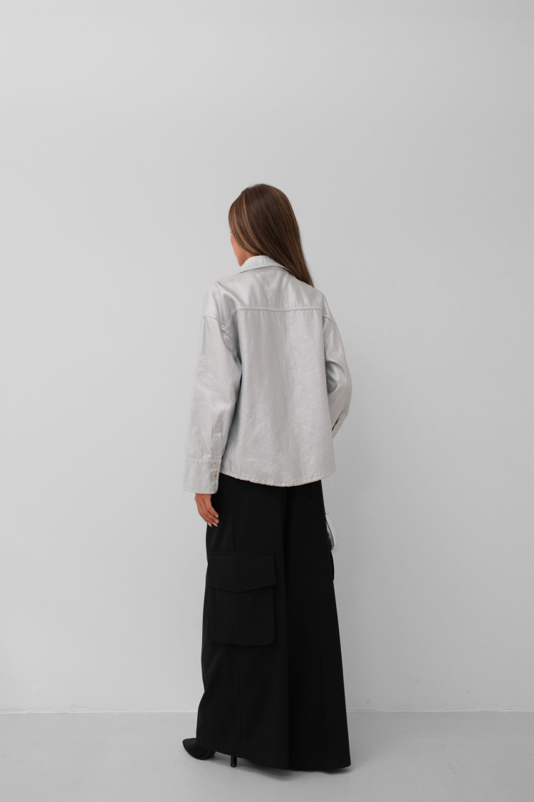 Metallic Denim Jacket - Gray