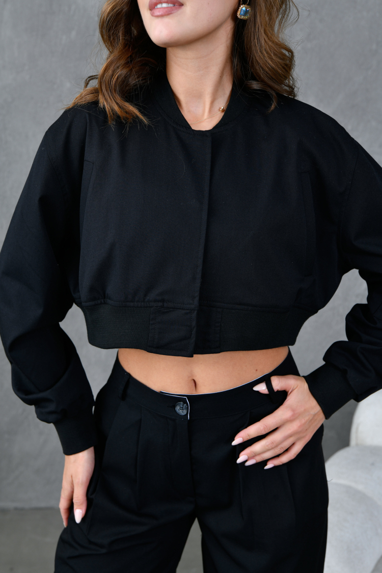 Polyviscon Bomber Ribbed Jacket