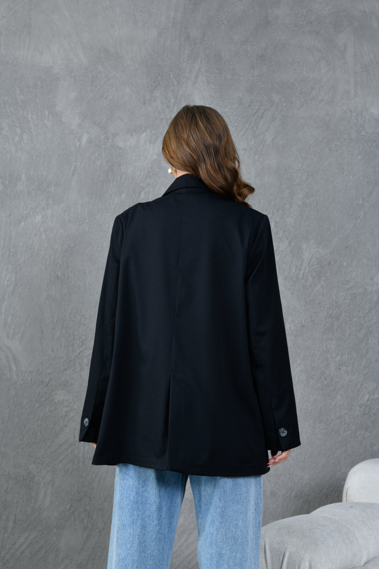 Black Polyviscose Oversize Jacket