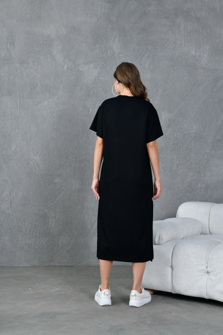 Modal Short Sleeve Slit Dress 28030