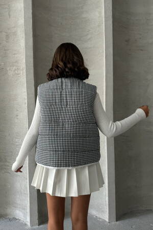 Houndstooth Patterned Fiber Puffer Vest - Topshow - Globality Store - Women Clothes Wholesale Turkey