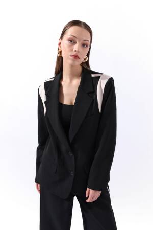 Wholesale Duo Double Breasted Jacket Black - Black - Reyon - Globality Store - Women Clothes Wholesale Turkey
