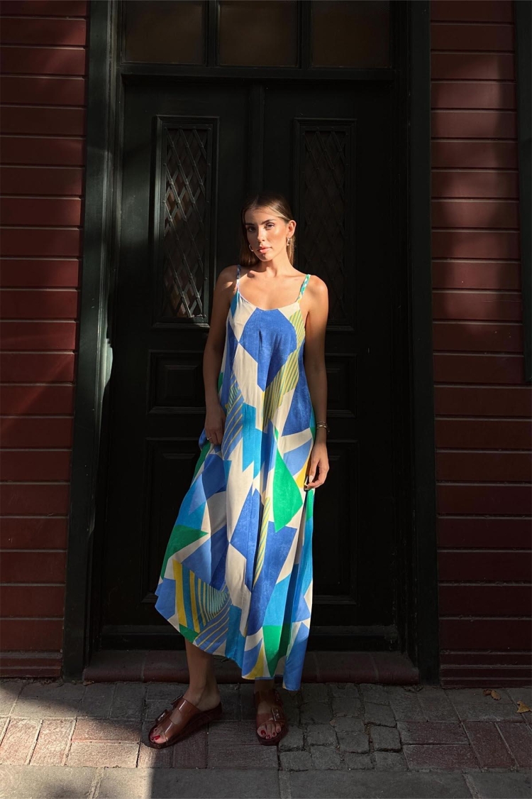 Knit Strap Dress - Blue