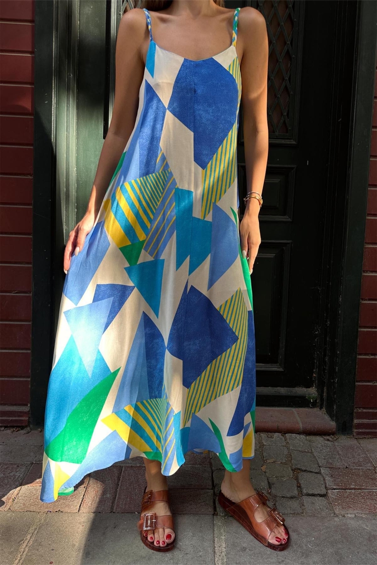 Knit Strap Dress - Blue