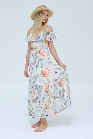 Madonna Collar Dress-& Orange - Reyon - Globality Store - Women Clothes Wholesale Turkey