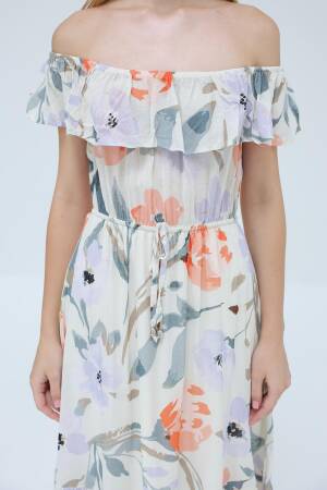 Madonna Collar Dress-& Orange - Reyon - Globality Store - Women Clothes Wholesale Turkey