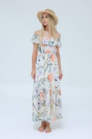 Madonna Collar Dress-& Orange - Reyon - Globality Store - Women Clothes Wholesale Turkey