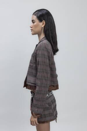 Crop Blazer Jacket - Brown - BSL - Globality Store - Women Clothes Wholesale Turkey