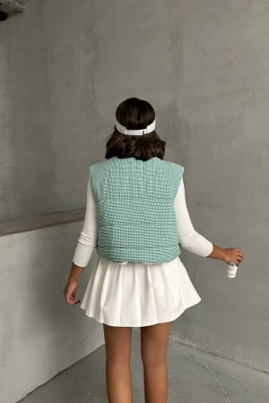 Gingham Pattern Fiber Puffer Vest - Topshow - Globality Store - Women Clothes Wholesale Turkey