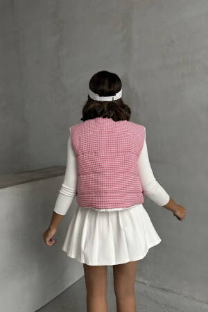 Houndstooth Patterned Fiber Puffer Vest - Topshow - Globality Store - Women Clothes Wholesale Turkey