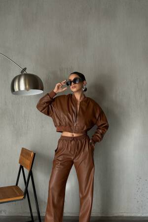 Padded Leather Bomber Jacket 28082 - First Angels - Globality Store - Women Clothes Wholesale Turkey