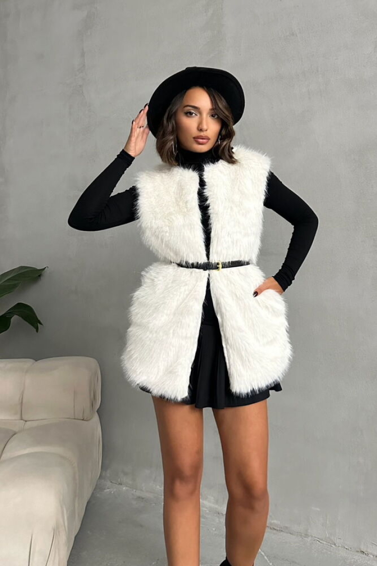 Feather Vest - Topshow - Globality Store - Women Clothes Wholesale Turkey