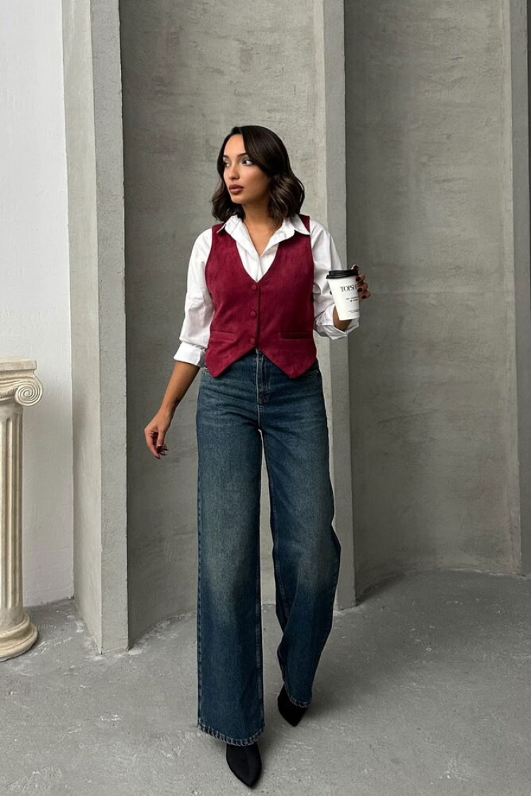 Suede Vest - Topshow - Globality Store - Women Clothes Wholesale Turkey