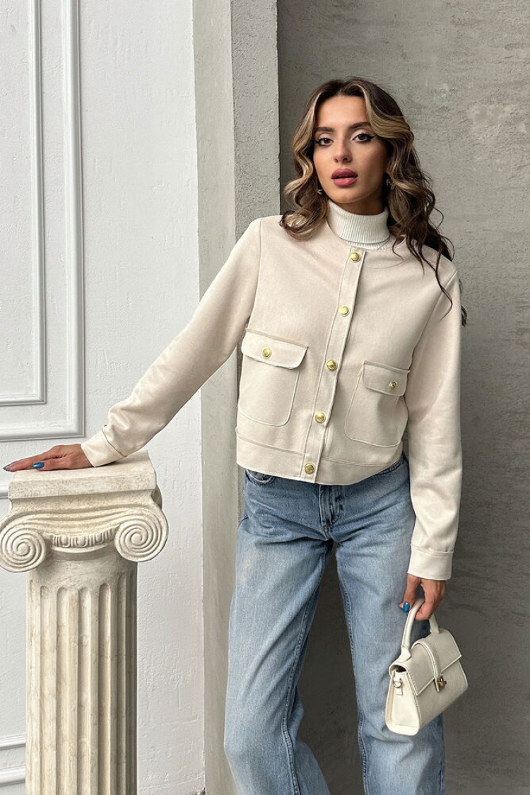 Suede Jacket With Pocket Details - Topshow - Globality Store - Women Clothes Wholesale Turkey