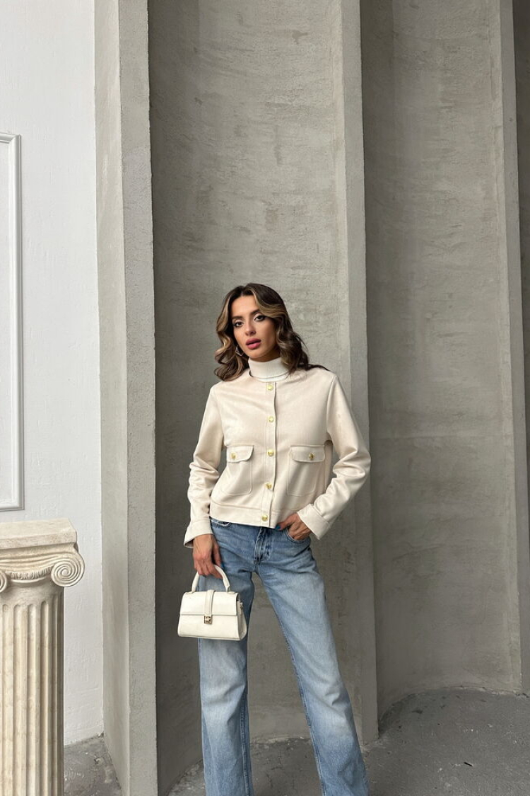 Suede Jacket With Pocket Details