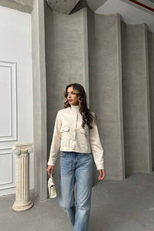 Suede Jacket With Pocket Details - Topshow - Globality Store - Women Clothes Wholesale Turkey