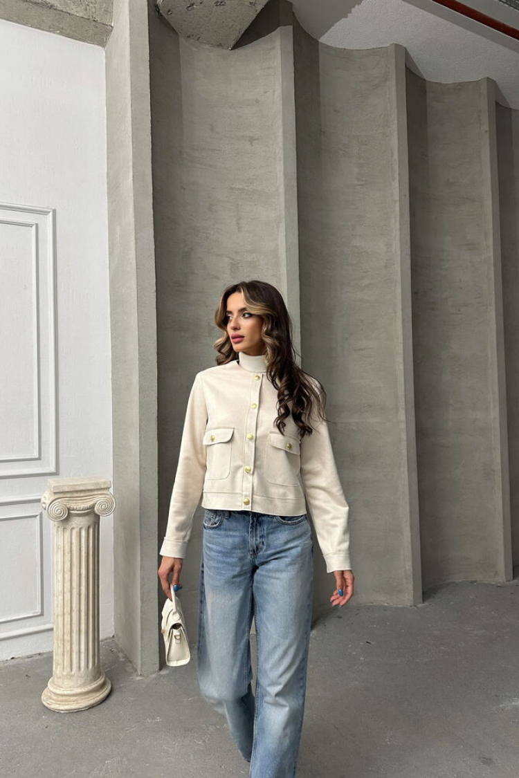 Suede Jacket With Pocket Details