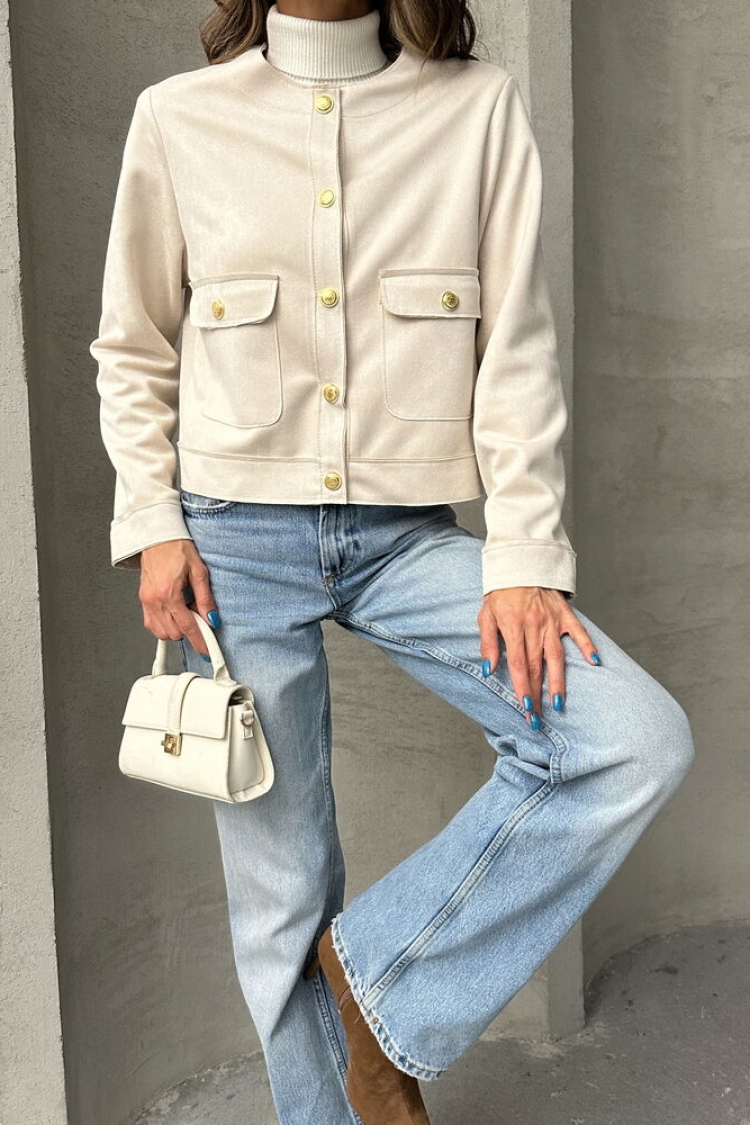Suede Jacket With Pocket Details